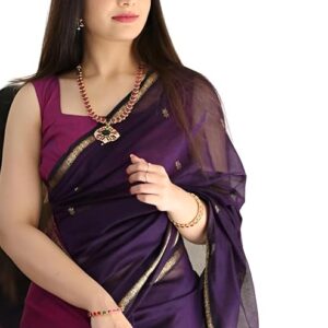 Banarasi Silk Saree with Zari Border and Unstitched Blouse Piece